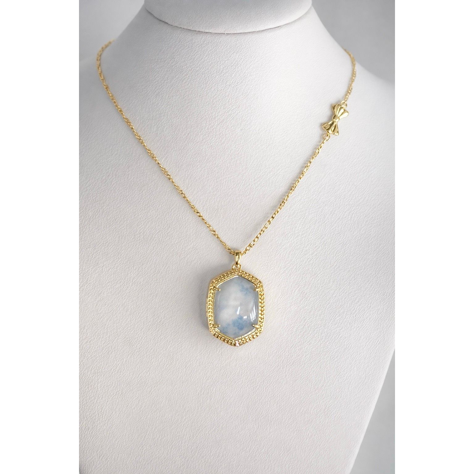 Kendra Scott X Loveshackfancy Daphne Locket Necklace Blue Agate Texas Boutique